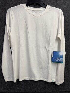 Coolibar White Long-Sleeve UPF 50+ Crew Neck Tee